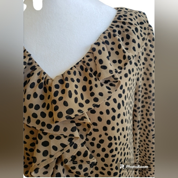 J. Crew Women's Leopard Printed V-Neck Ruffle Top - Picture 3 of 6